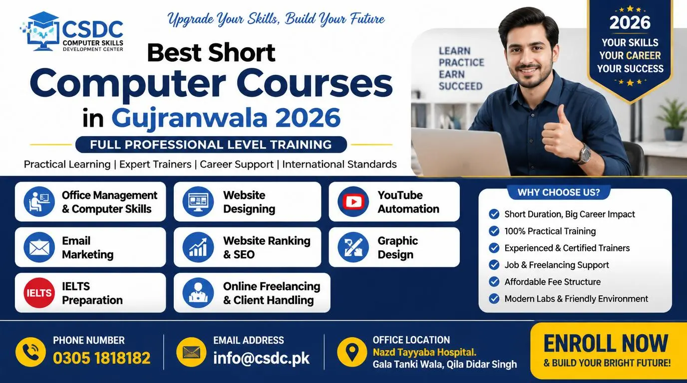 Best short computer courses in Gujranwala for students and professionals in 2026
